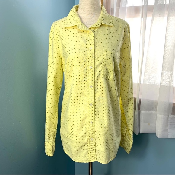 J. Crew Factory Tops - J. Crew Yellow Polka Dot Button Down Shirt